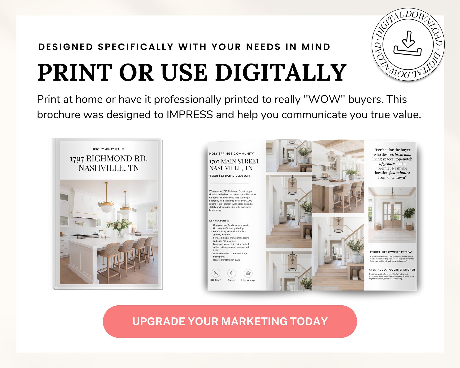 Real Estate Brochure | Property Brochure | Open House Brochure | For Sale Flyer | Listing Flyer | Real Estate Marketing | Brochure Template