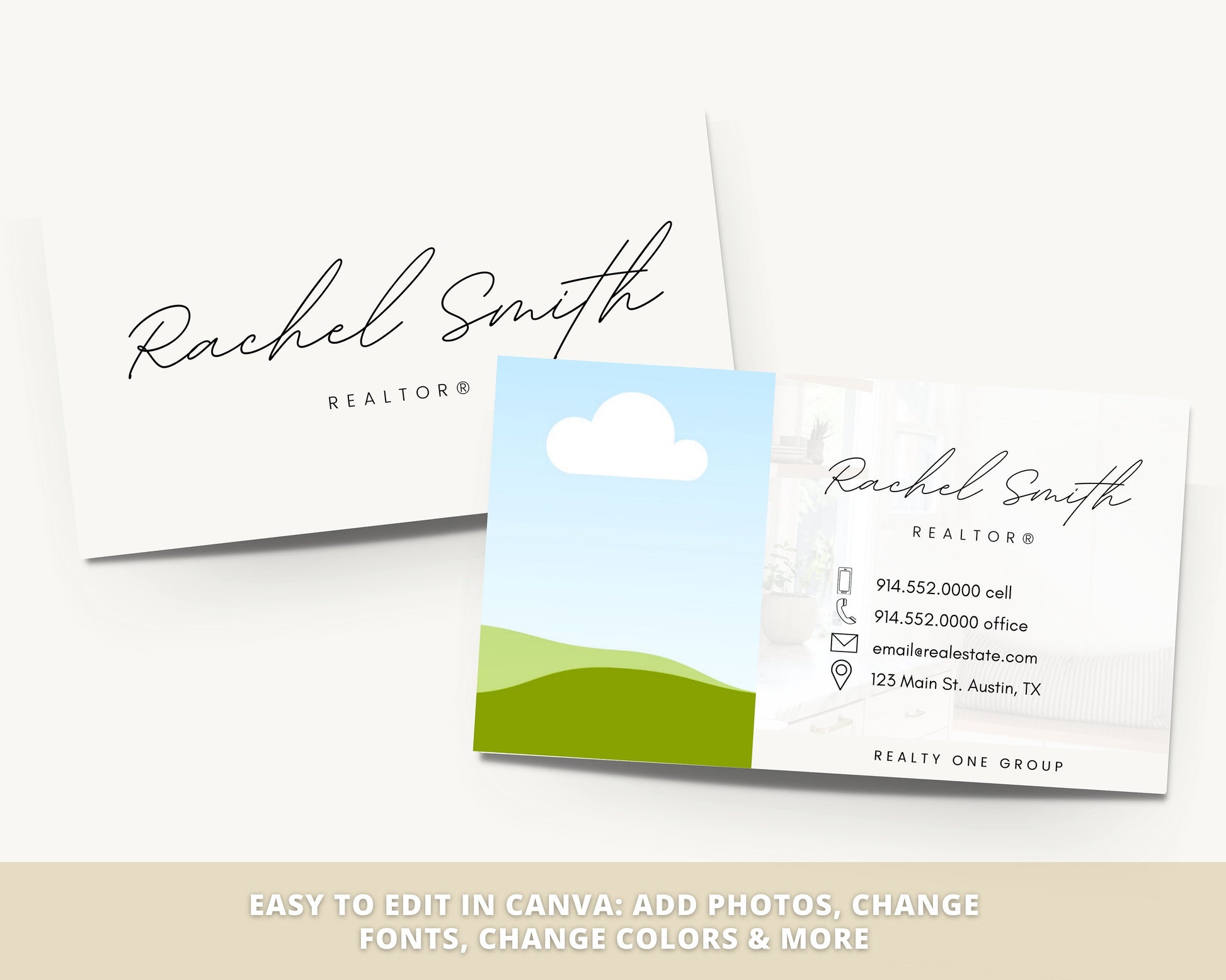 Real Estate Business Card Canva Template | Two-Sided | Real Estate Business Card | Entrepreneur | Interior Designer | Photographer | Vol 4