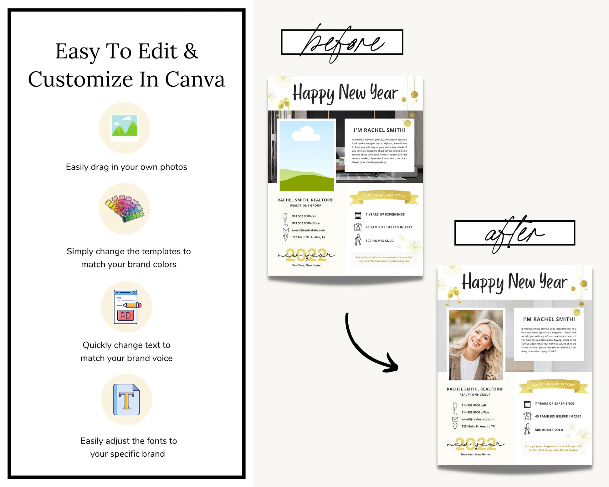 New Year Real Estate Flyer | 2023 Hello Neighbor Letter | Prospecting Flyer | Farming Letter | Real Estate Winter Marketing Flyer | Canva
