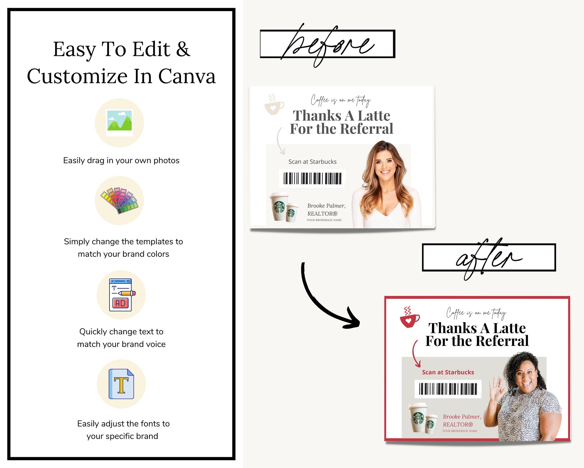 Referral Postcard | Thanks A Latte for the Referral | Real Estate Marketing | Real Estate Farming Card | Real Estate Coffee Gift Card