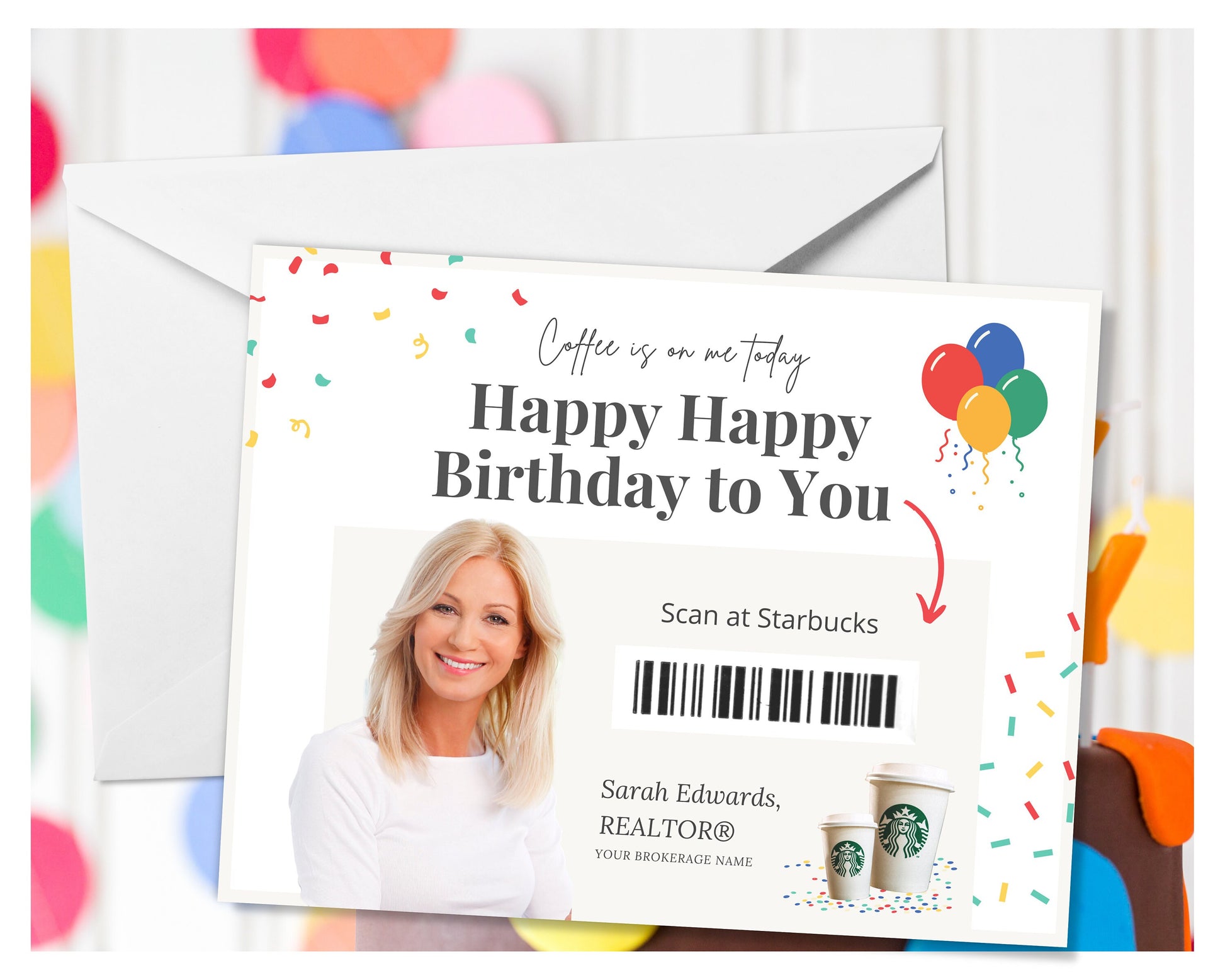 Happy Birthday Postcard | Coffee Birthday Cards | Real Estate Marketing | Real Estate Farming Card | Real Estate Coffee Birthday Gift Card