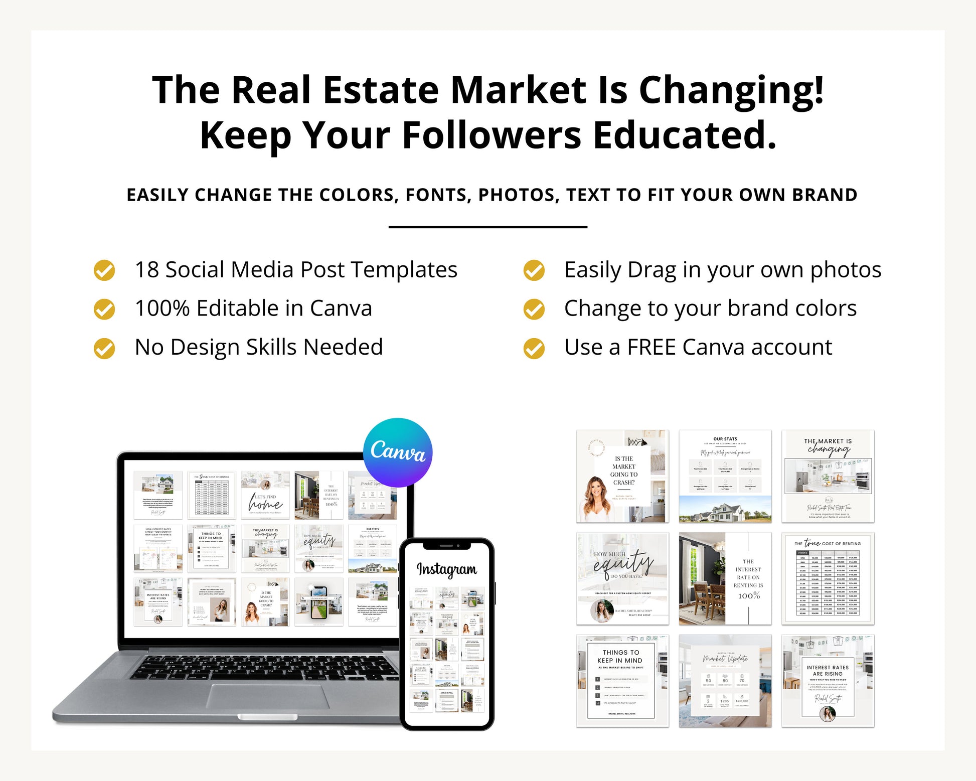 Market Shift Instagram Posts | Real Estate Social Media Posts | Rent vs Buy | Mortgage Lender | Home Equity Posts | Interest Rates Rising