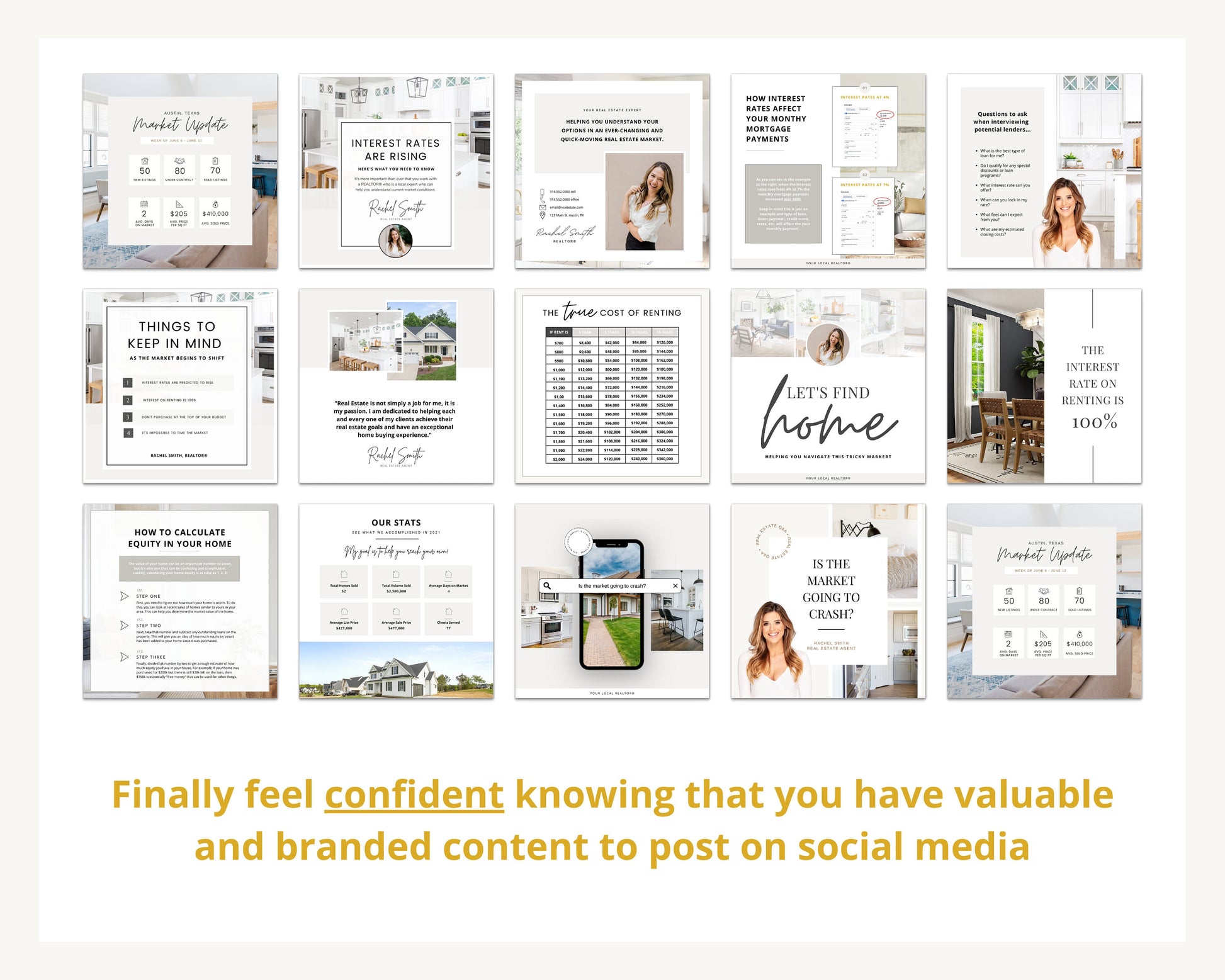 Market Shift Instagram Posts | Real Estate Social Media Posts | Rent vs Buy | Mortgage Lender | Home Equity Posts | Interest Rates Rising