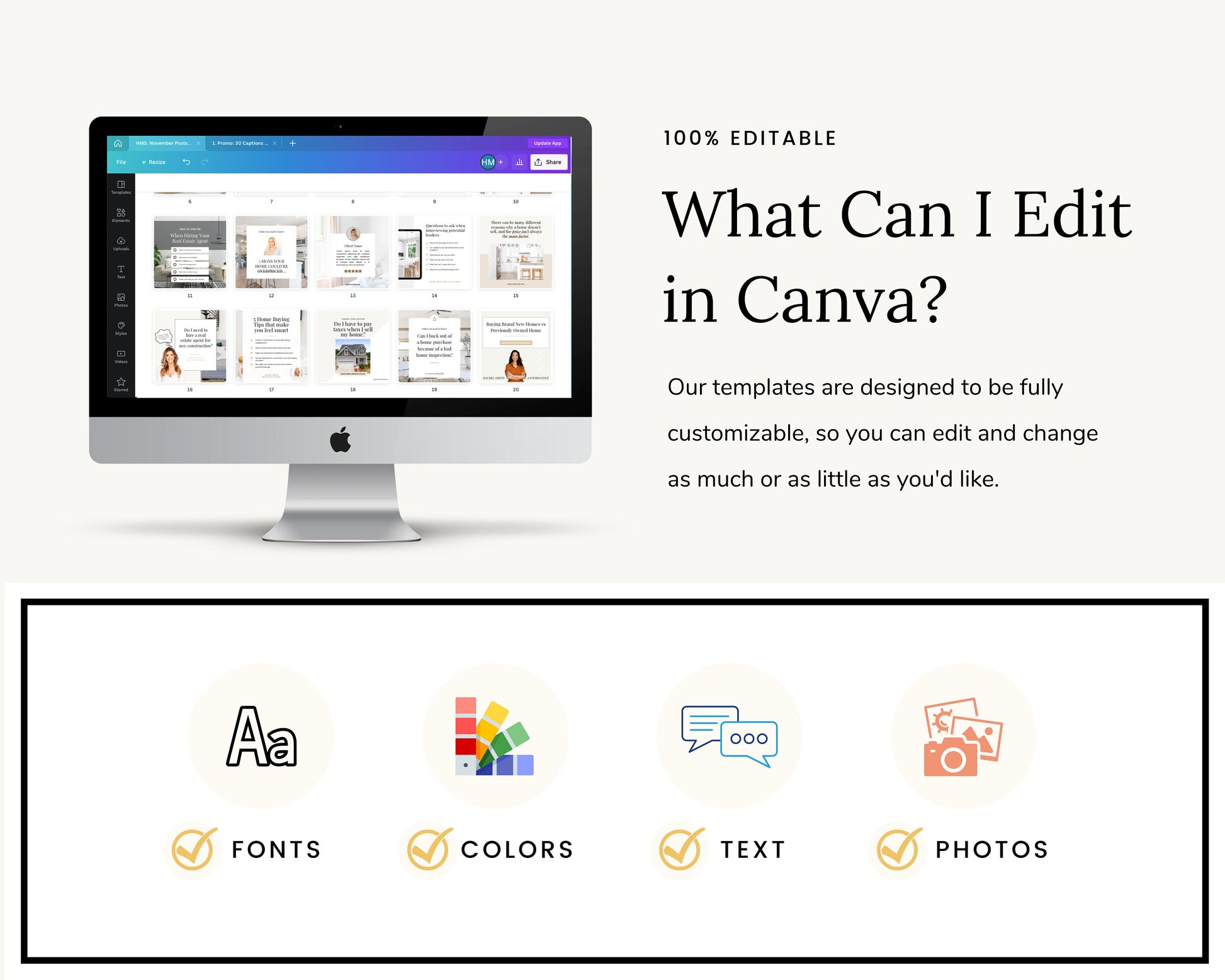 November Real Estate Captions & 30 Matching Real Estate Canva Posts | Real Estate Instagram Posts | Real Estate Marketing | Canva Template