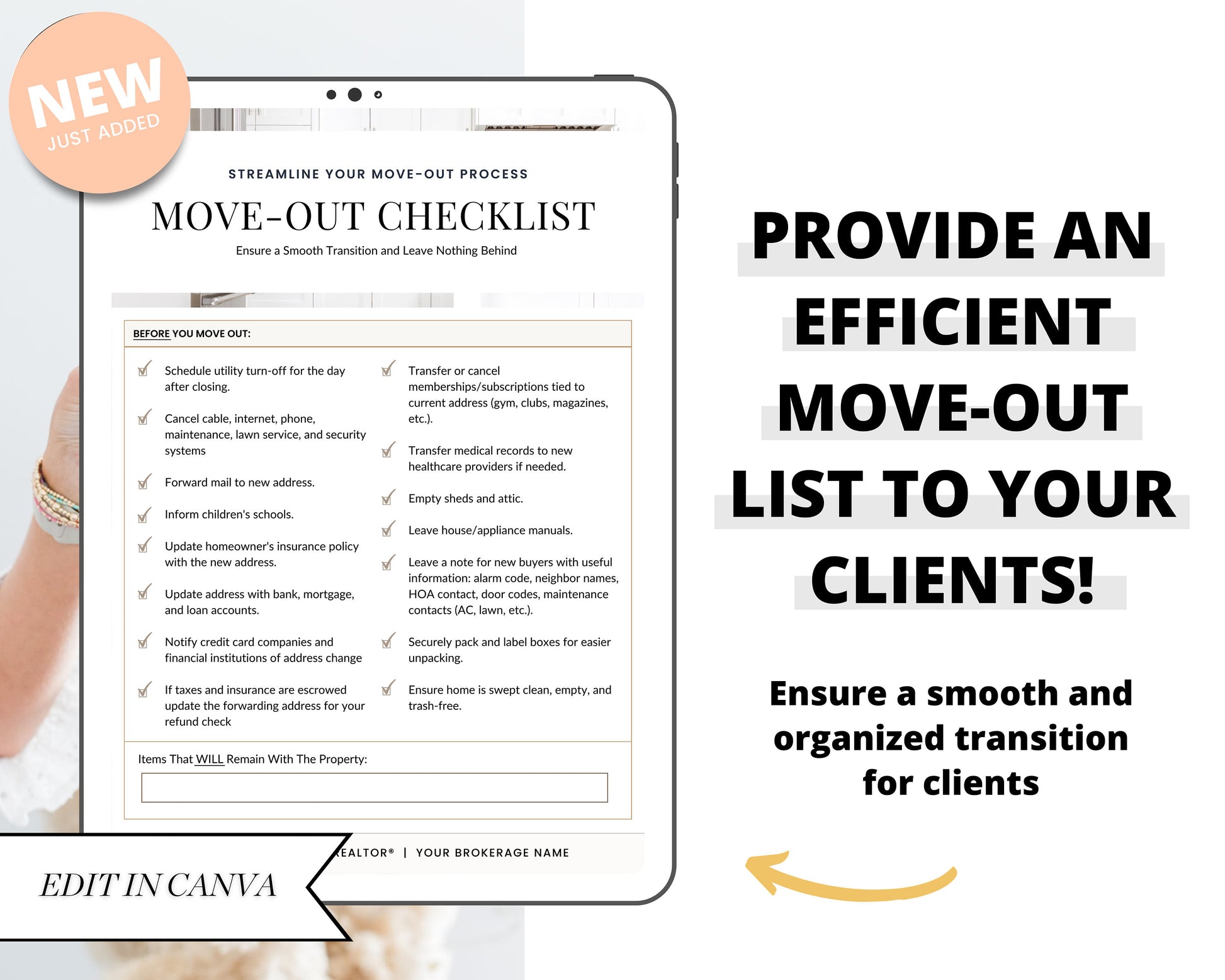 Real Estate Moving Checklist | Moving Guide | Printable Moving Checklist | Moving Checklist | Real Estate Marketing | Moving Flyer | To-Do