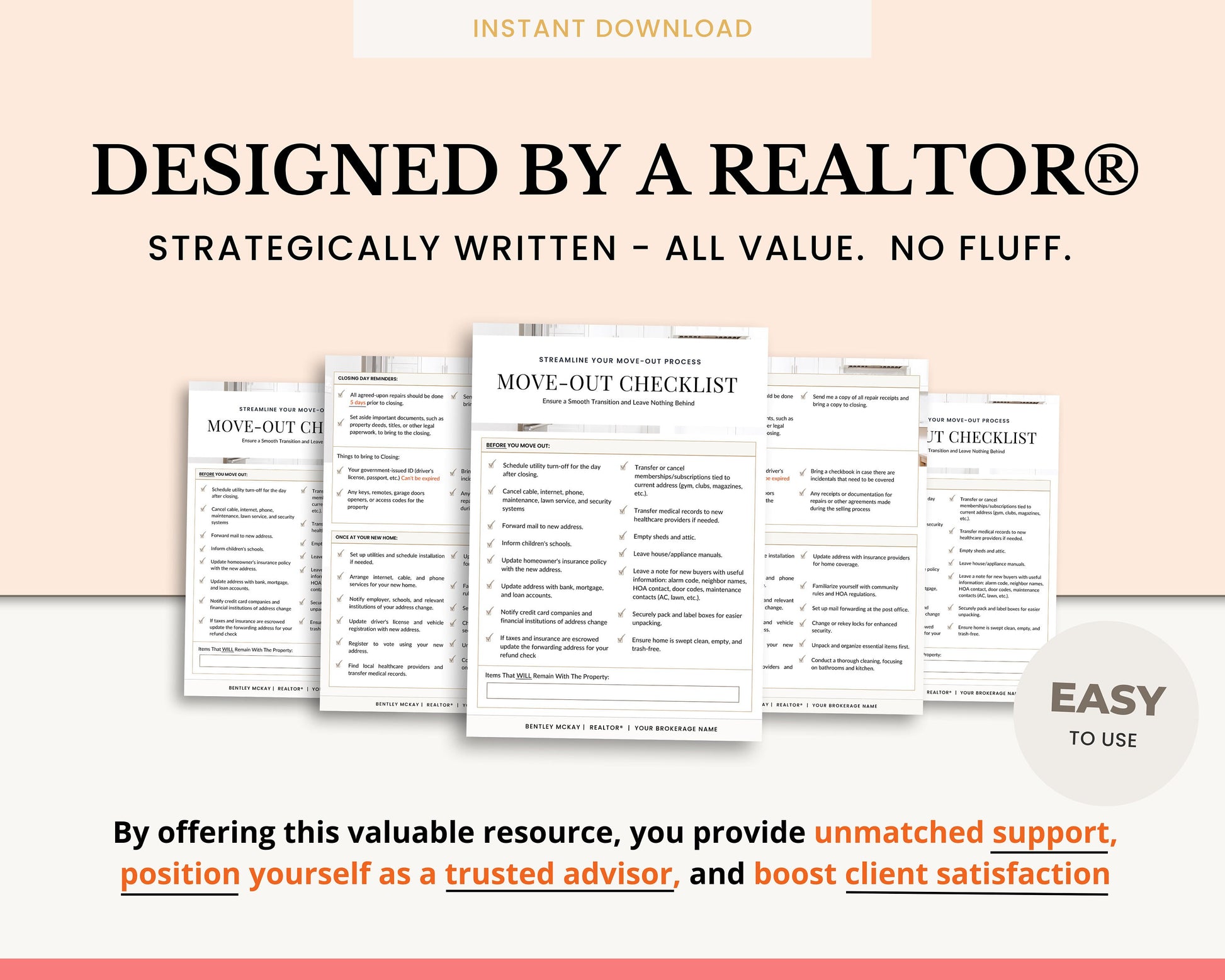 Real Estate Moving Checklist | Moving Guide | Printable Moving Checklist | Moving Checklist | Real Estate Marketing | Moving Flyer | To-Do