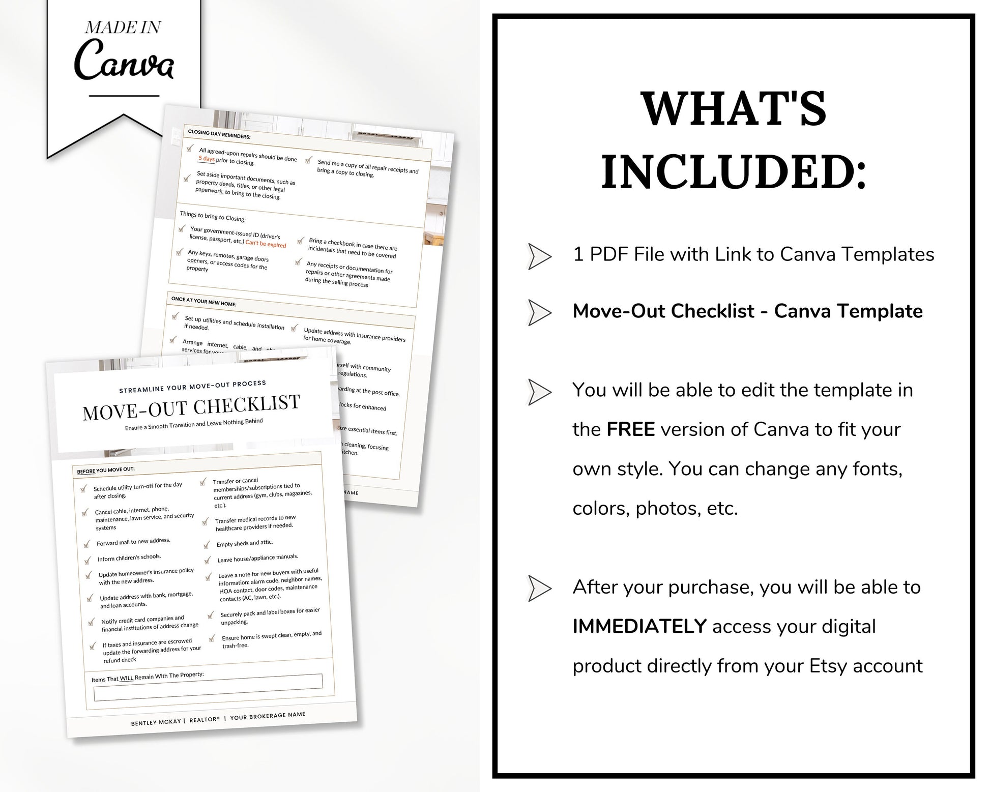 Real Estate Moving Checklist | Moving Guide | Printable Moving Checklist | Moving Checklist | Real Estate Marketing | Moving Flyer | To-Do