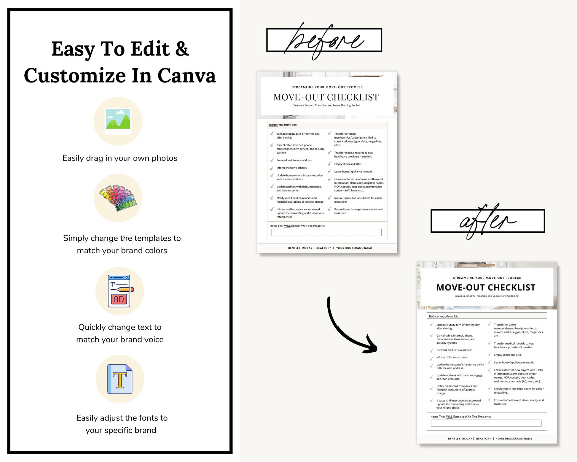 Real Estate Moving Checklist | Moving Guide | Printable Moving Checklist | Moving Checklist | Real Estate Marketing | Moving Flyer | To-Do