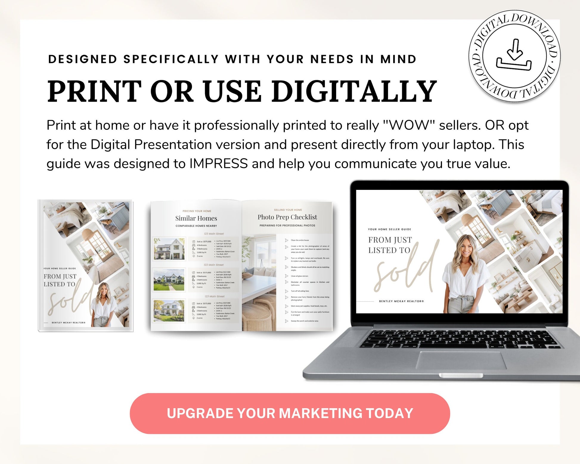 Real Estate Listing Presentation | Digital Listing Presentation | Printable Home Seller Guide | Pre-Listing Guide | Real Estate Marketing