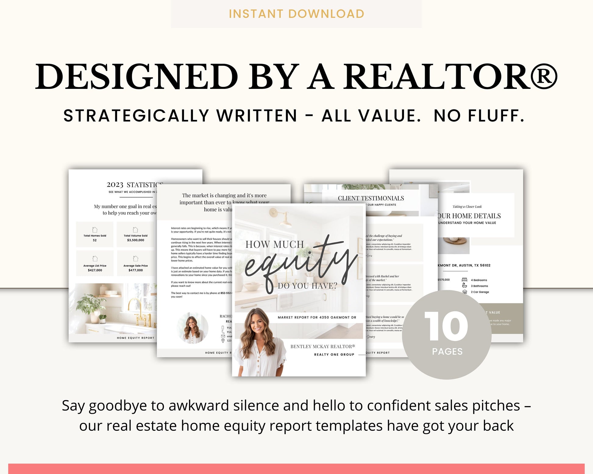 Home Equity Report | CMA Packet Clients | Comparative Market Analysis | Listing Presentation | Seller Guide Real Estate Prospecting | Canva