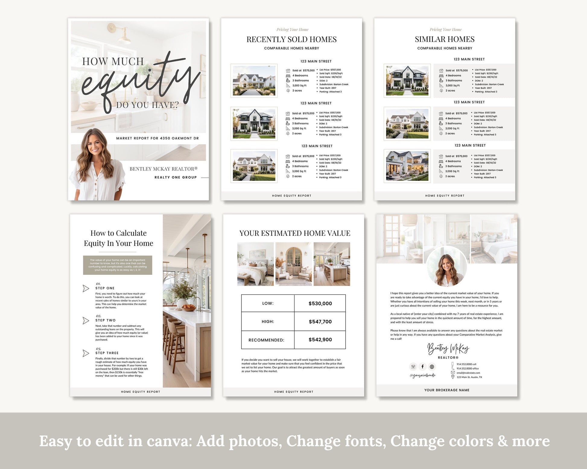 Home Equity Report | CMA Packet Clients | Comparative Market Analysis | Listing Presentation | Seller Guide Real Estate Prospecting | Canva