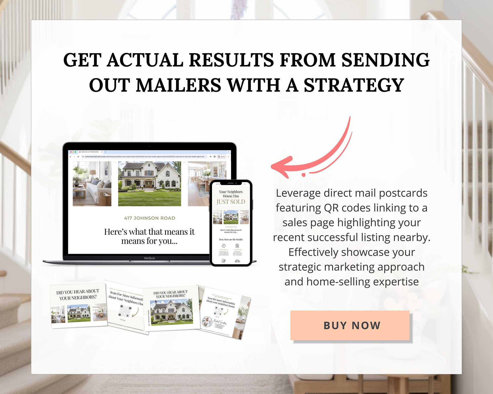 QR Code Postcard & Just Sold Landing Page | Home Seller Lead Generation | Generate Seller Leads | QR Code | Sales Page | Canva Template