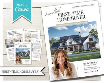 First-Time Home Buyer Guide | Home Buyer Packet | Real Estate Marketing | Real Estate Canva Template | Buyer Roadmap | First-Time Home Buyer