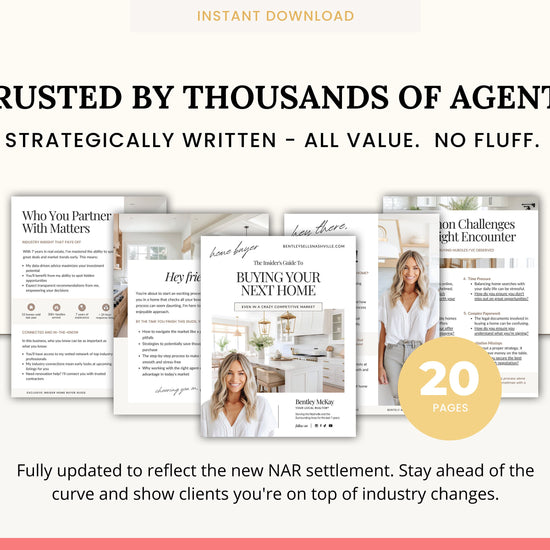 Real Estate Home Buyer Guide | NAR Settlement | Real Estate Marketing | Real Estate Canva Template | Buyer Roadmap | 20 Editable Pages