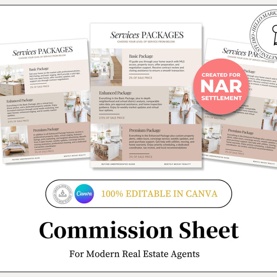 Real Estate Commission Template | Real Estate Commission Sheet | NAR Settlement | Buyers Agent Commission | Commission Template | Commission