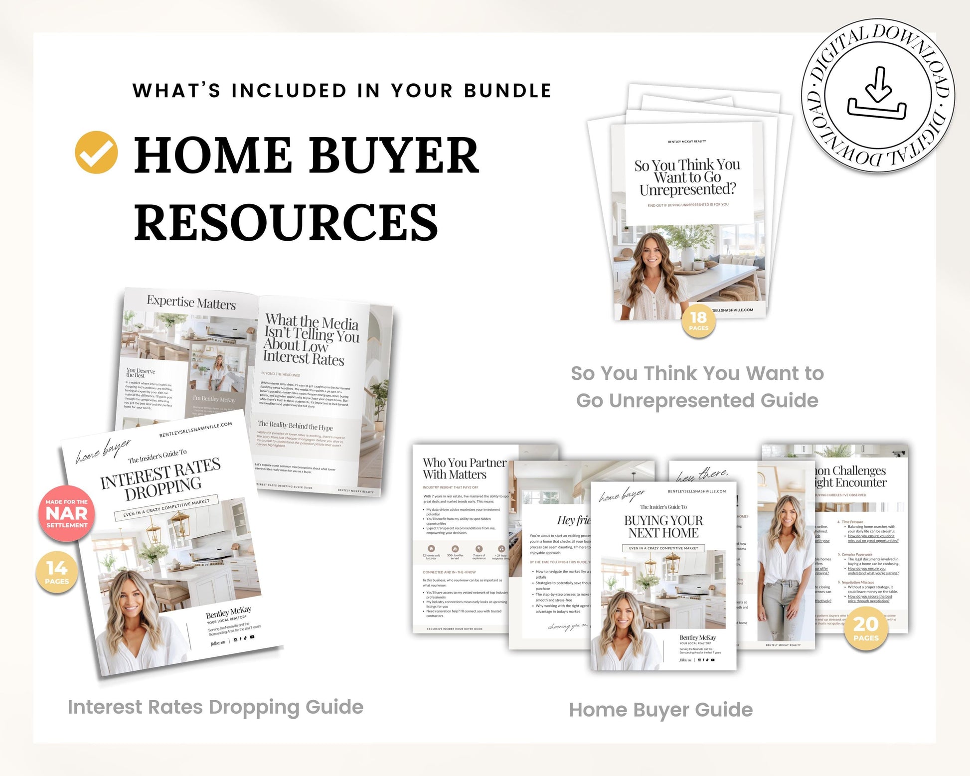 NAR Settlement Real Estate Agent Bundle | Home Buyer & Seller Guide | Benefits of Using a Buyers Agent | Commission |Interest Rates Dropping