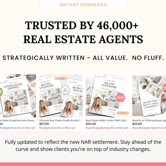 NAR Settlement Real Estate Agent Bundle | Home Buyer & Seller Guide | Benefits of Using a Buyers Agent | Commission |Interest Rates Dropping