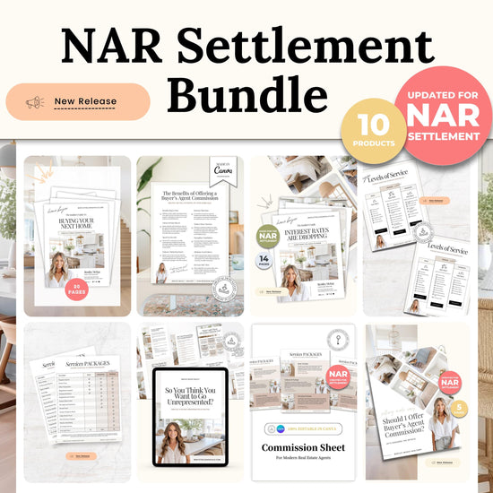 NAR Settlement Real Estate Agent Bundle | Home Buyer & Seller Guide | Benefits of Using a Buyers Agent | Commission |Interest Rates Dropping