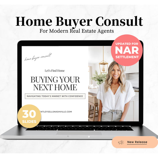 Real Estate Home Buyer Consult | NAR Settlement | Real Estate Marketing | Real Estate Canva Template | Buyer Roadmap | 30 Editable Slides