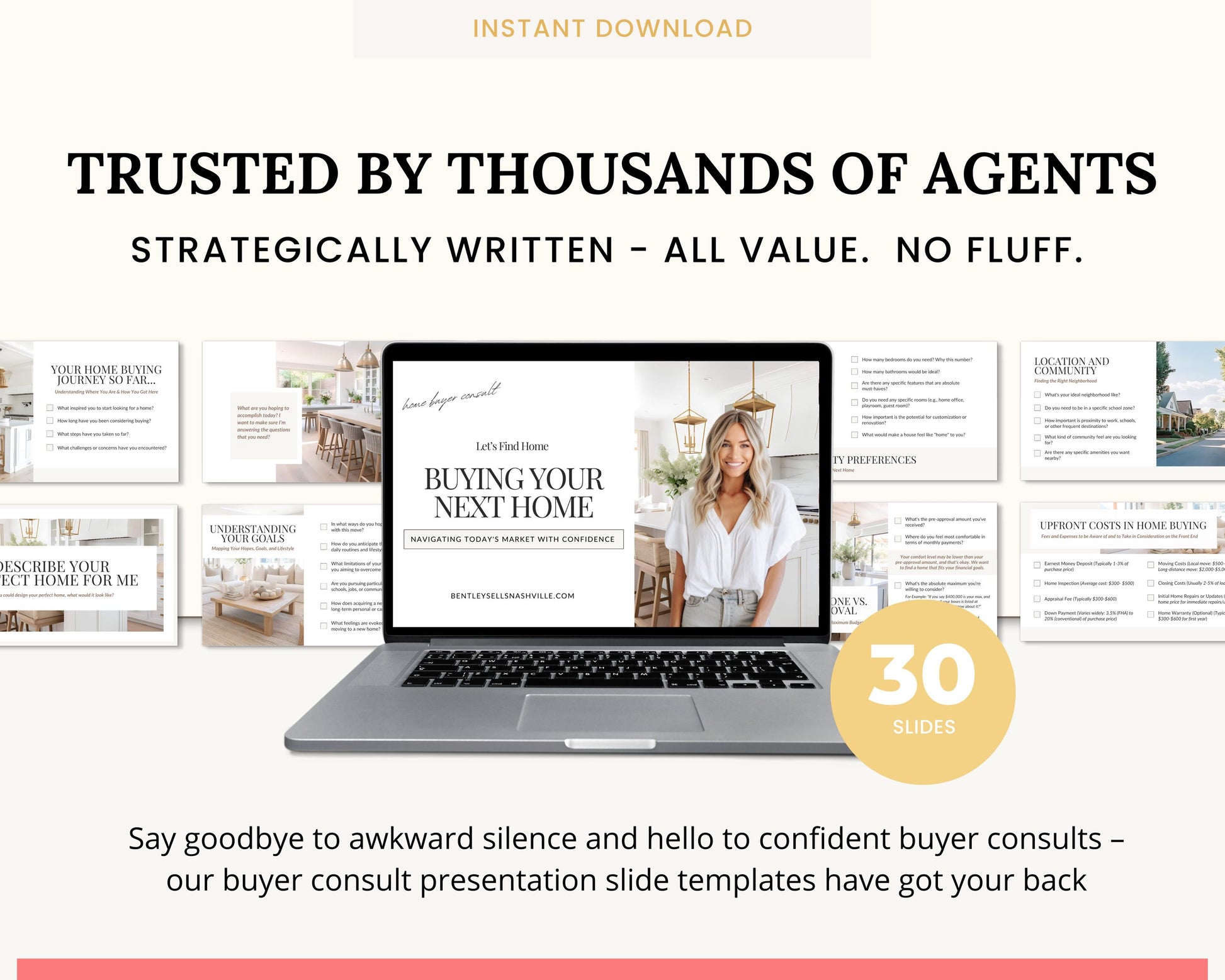 Real Estate Home Buyer Consult | NAR Settlement | Real Estate Marketing | Real Estate Canva Template | Buyer Roadmap | 30 Editable Slides