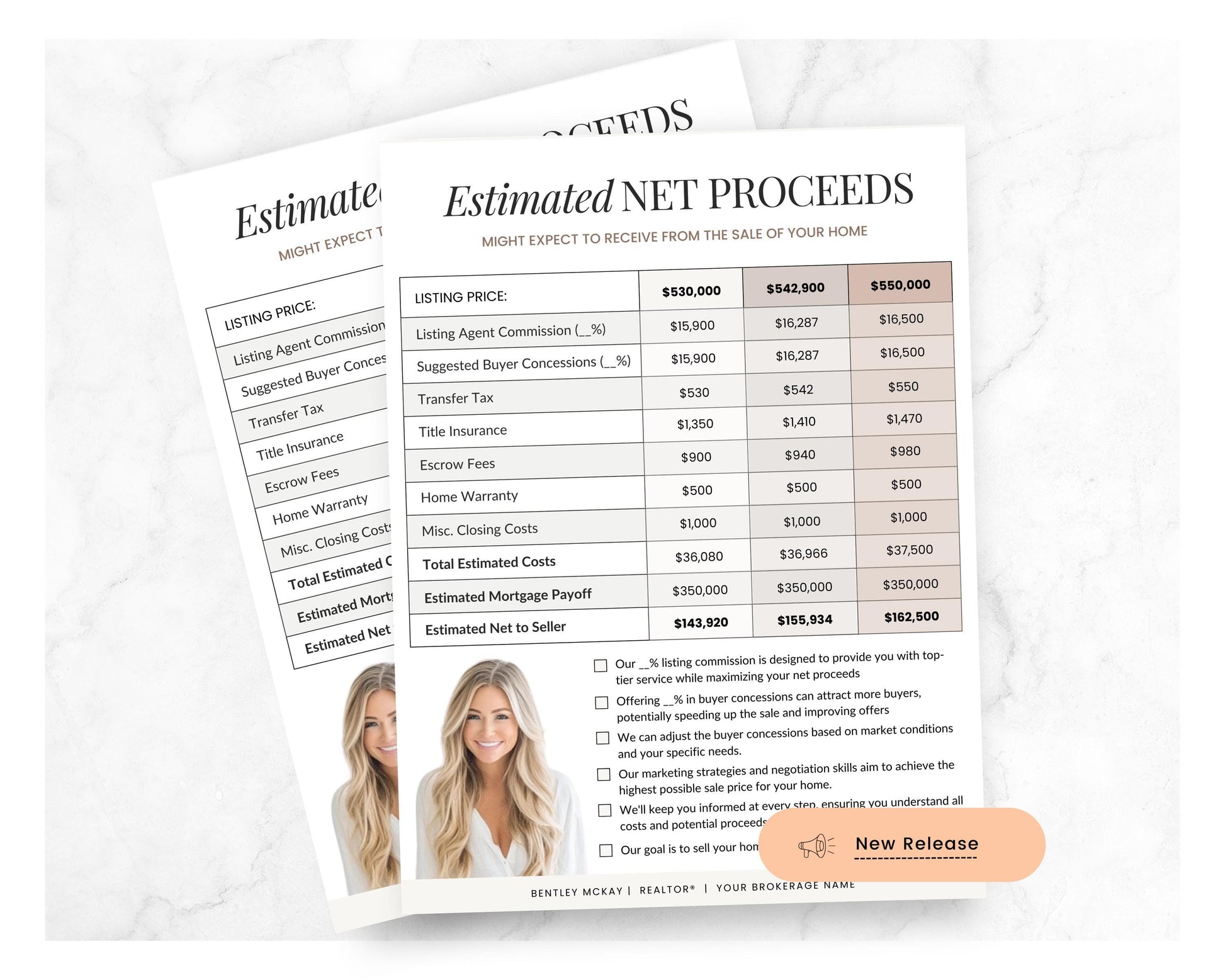 Seller's Net Proceeds Sheet | Real Estate Net Sheet | Home Seller Net Proceeds | NAR Settlement | Seller's Net | Real Estate Template