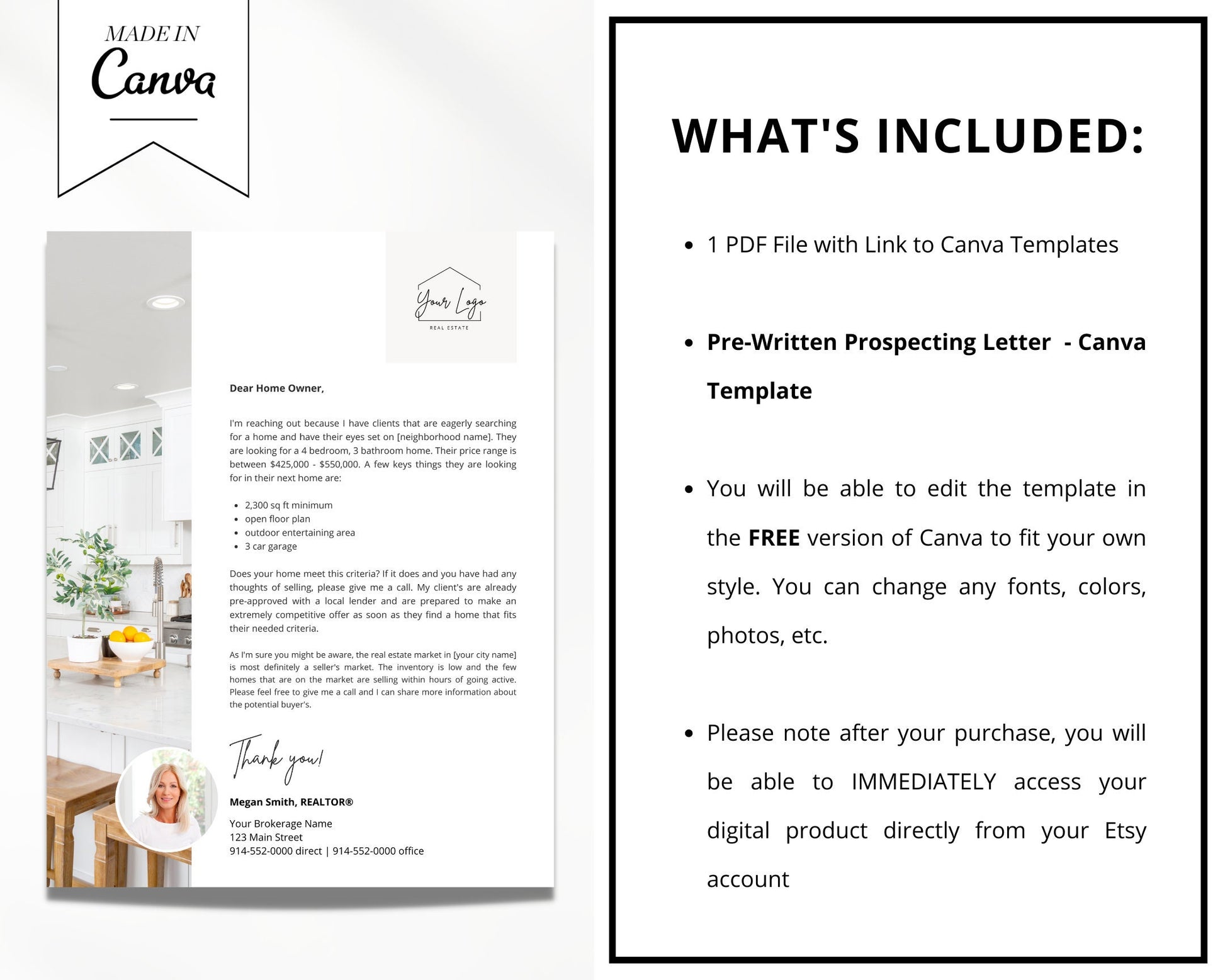 Real Estate Agent Prospecting Letter | Neighborhood Farming | Editable Canva | Realtor Marketing | Modern Agent Referral Flyer | Vol 1