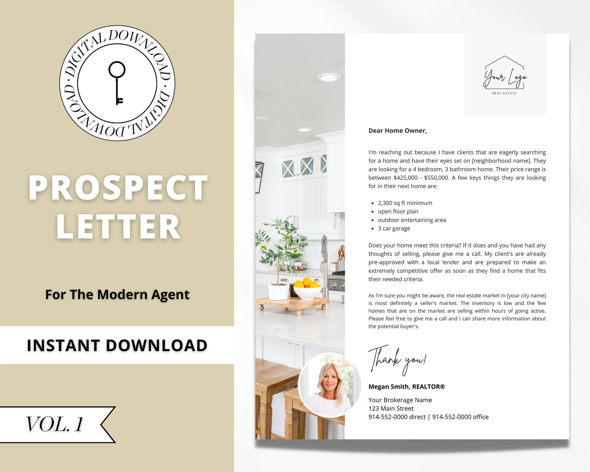 Real Estate Agent Prospecting Letter | Neighborhood Farming | Editable Canva | Realtor Marketing | Modern Agent Referral Flyer | Vol 1