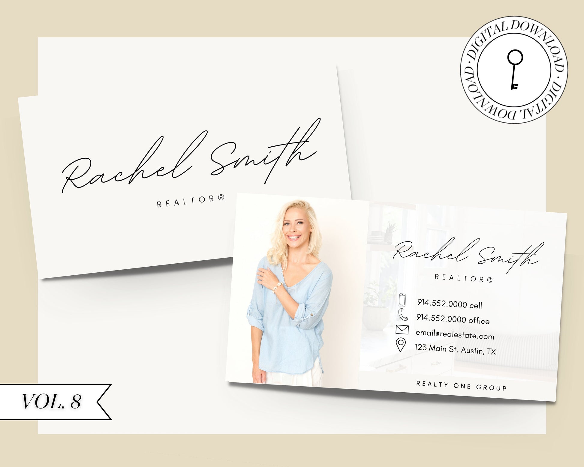 Real Estate Business Card Canva Template | Two-Sided | Real Estate Business Card | Entrepreneur | Interior Designer | Photographer | Vol 4