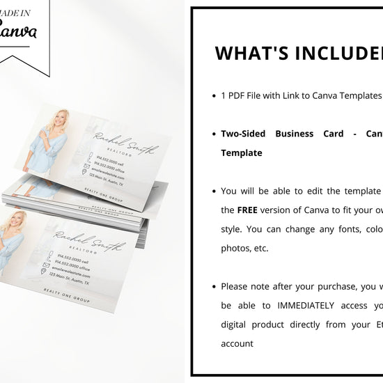 Real Estate Business Card Canva Template | Two-Sided | Real Estate Business Card | Entrepreneur | Interior Designer | Photographer | Vol 4