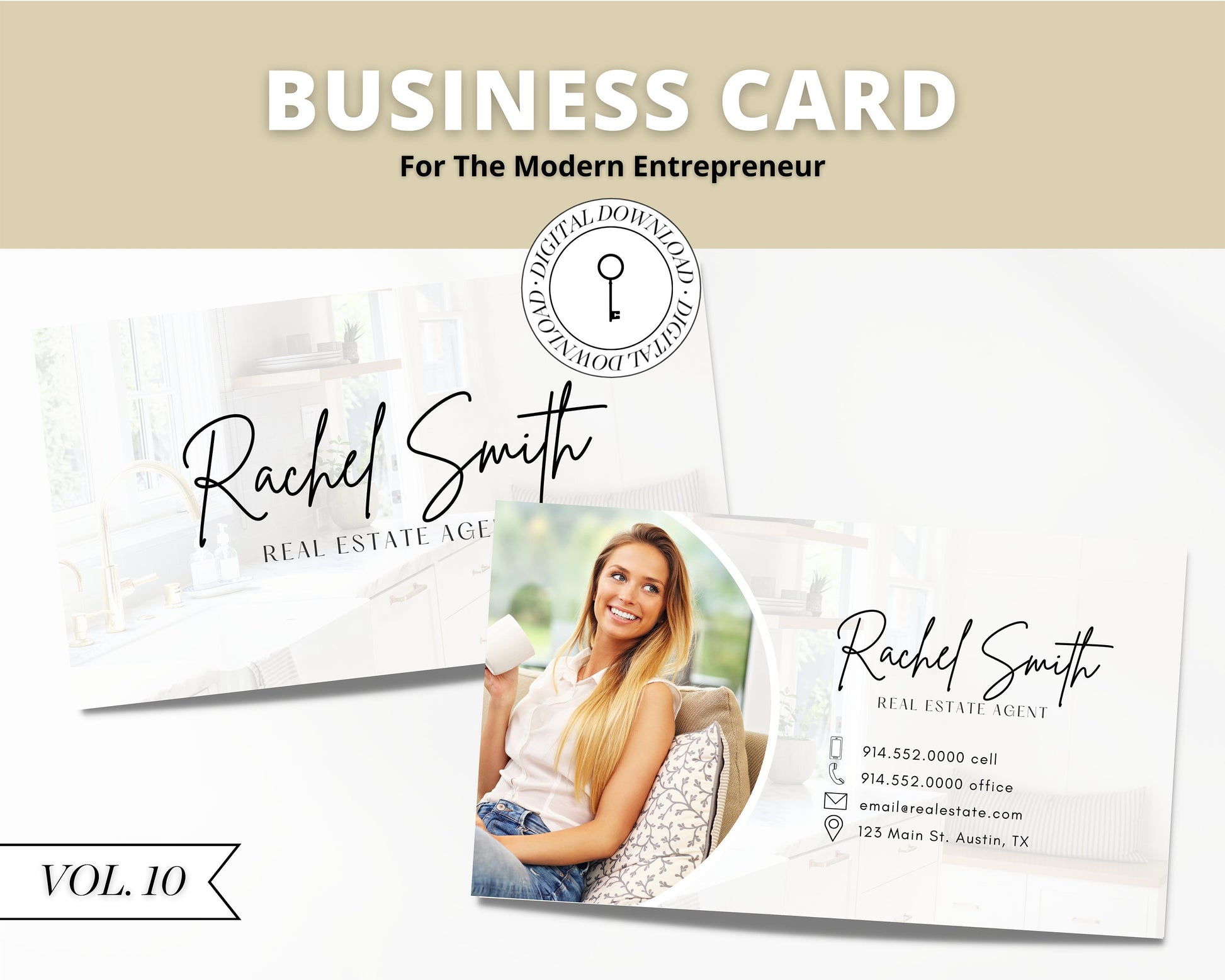 Real Estate Business Card Canva Template | Two-Sided | Real Estate Business Card | Entrepreneur | Interior Designer | Photographer | Vol 10