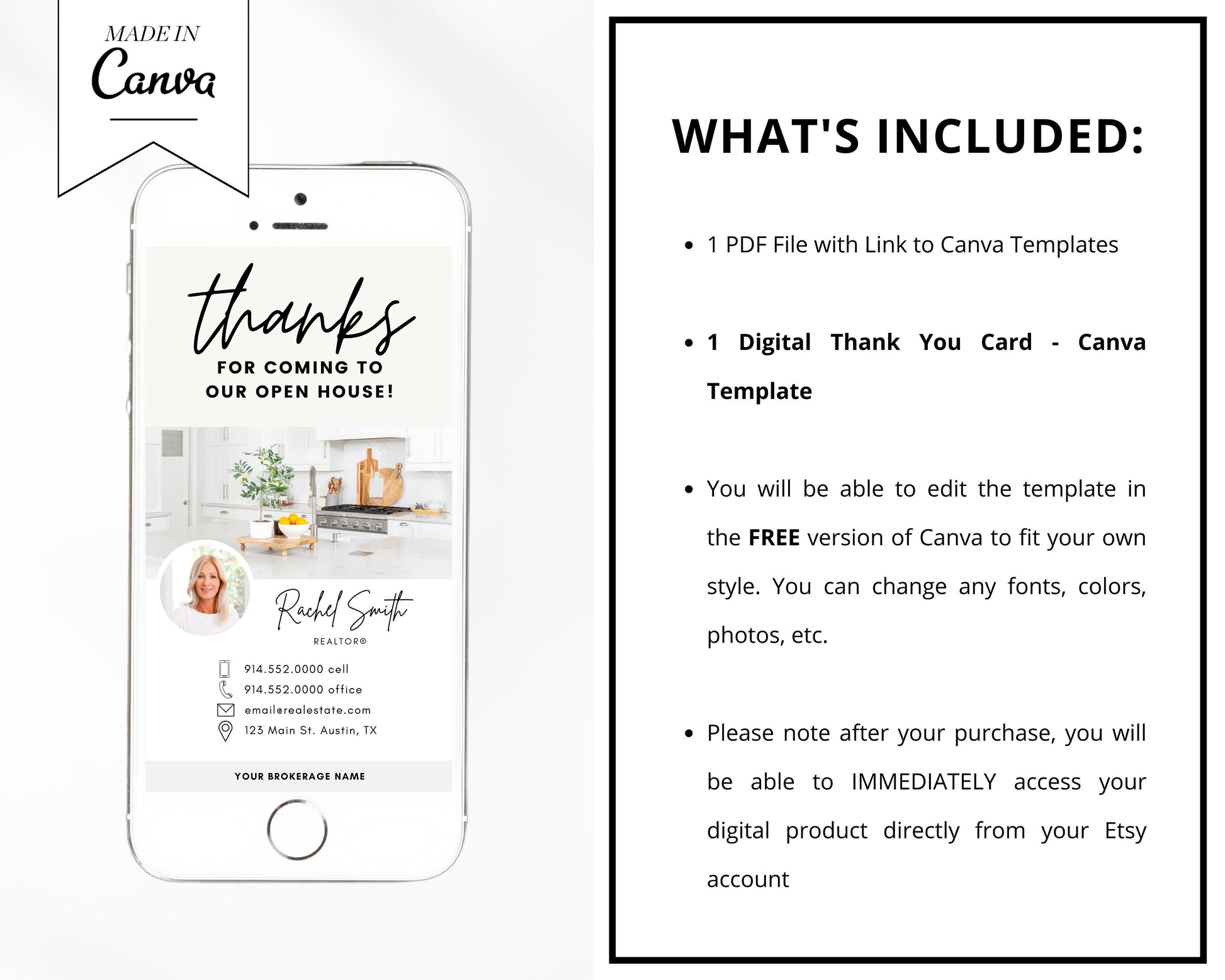 Digital Thank You Card | Real Estate Business Card | Open House Thank You Card | Real Estate Marketing | Entrepreneur | Invitation | Vol 2