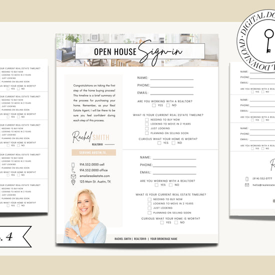 Open House Sign-In Sheet | Realtor Marketing Materials | Open House Sign In | Real Estate Marketing | Canva Template | Open House | Vol 4