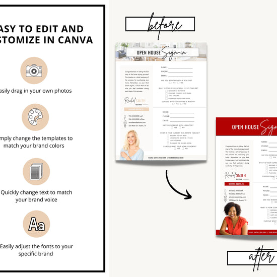 Open House Sign-In Sheet | Realtor Marketing Materials | Open House Sign In | Real Estate Marketing | Canva Template | Open House | Vol 4