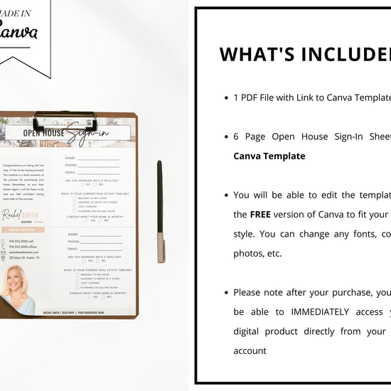 Open House Sign-In Sheet | Realtor Marketing Materials | Open House Sign In | Real Estate Marketing | Canva Template | Open House | Vol 4