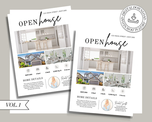 Open House Flyer | Real Estate Open House Flyer Template | Just Listed Flyer | Real Estate Marketing | Editable Canva Template | Postcard