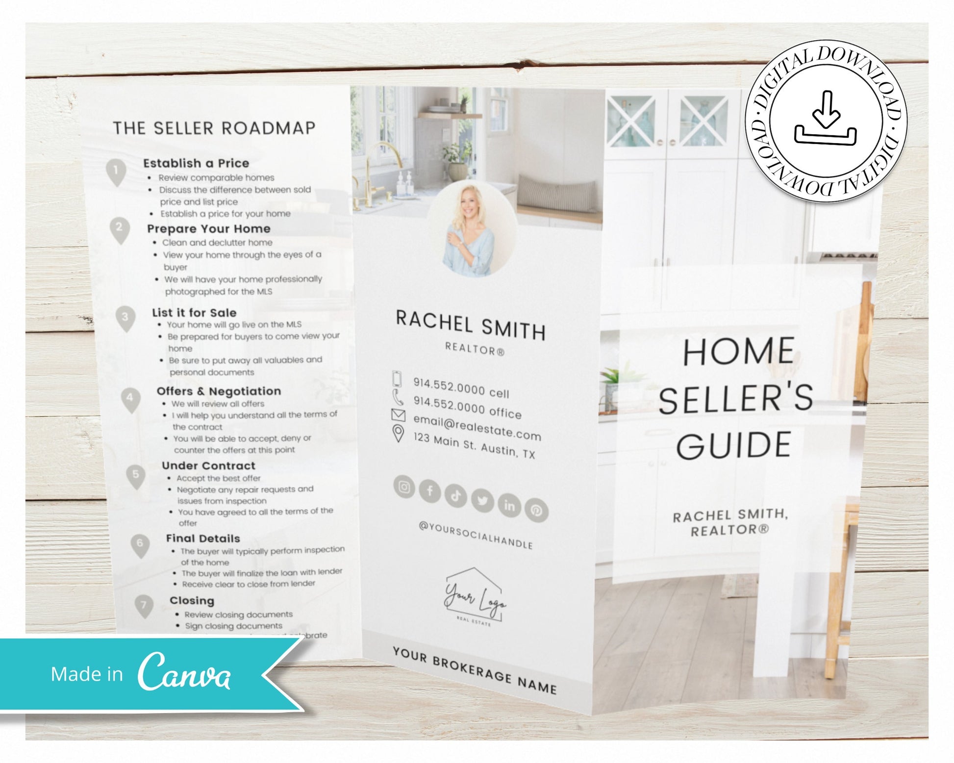 Home Seller Brochure | Editable Canva Template | Real Estate Marketing | Double-Sided Tri-Fold Brochure | Seller Guide | Open House | Vol 1