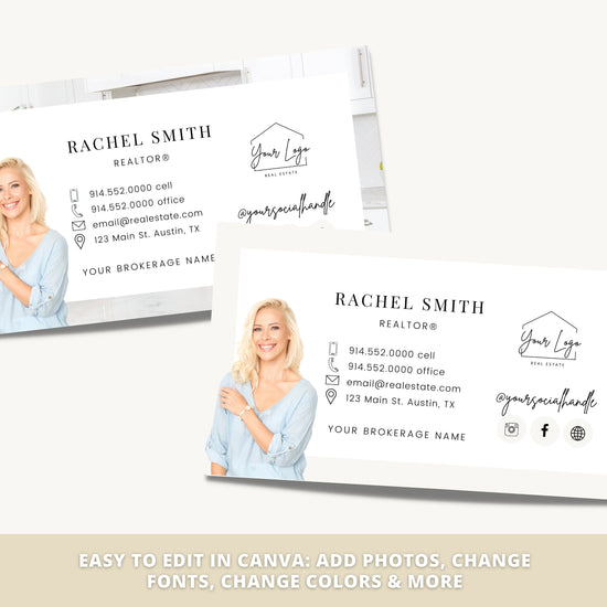 Real Estate Business Card Canva Template | Two-Sided | Real Estate Business Card | Entrepreneur | Interior Designer | Photographer | Vol 11