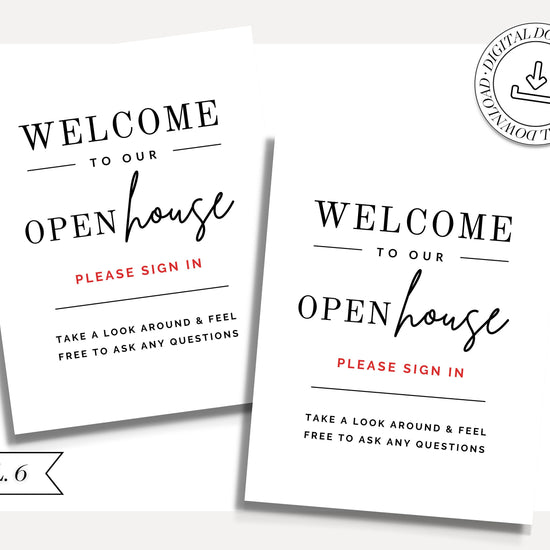 Printable Open House Real Estate Welcome Sign | Real Estate Open House Flyer | Open House Sign In | Open House Template | Canva Template