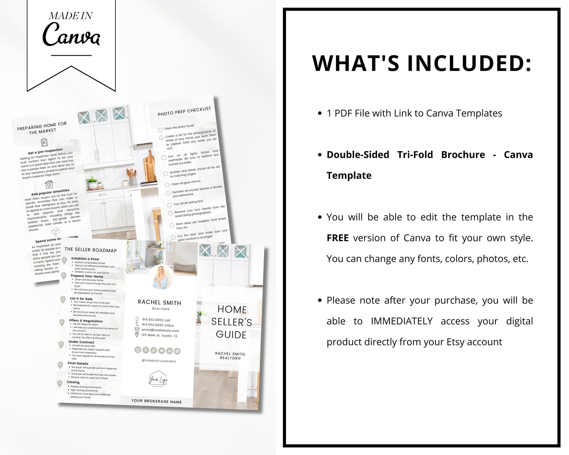 Home Seller Brochure | Editable Canva Template | Real Estate Marketing | Double-Sided Tri-Fold Brochure | Seller Guide | Open House | Vol 1