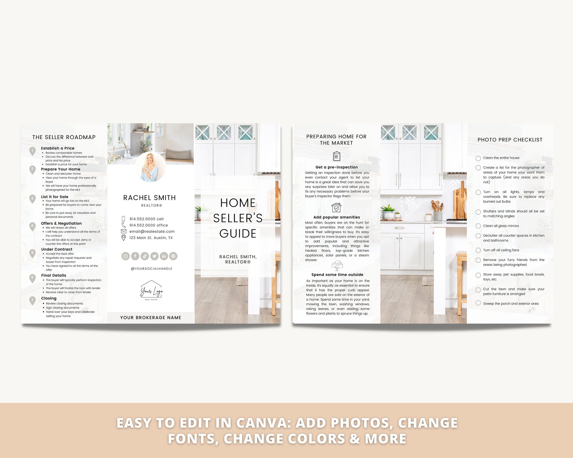 Home Seller Brochure | Editable Canva Template | Real Estate Marketing | Double-Sided Tri-Fold Brochure | Seller Guide | Open House | Vol 1