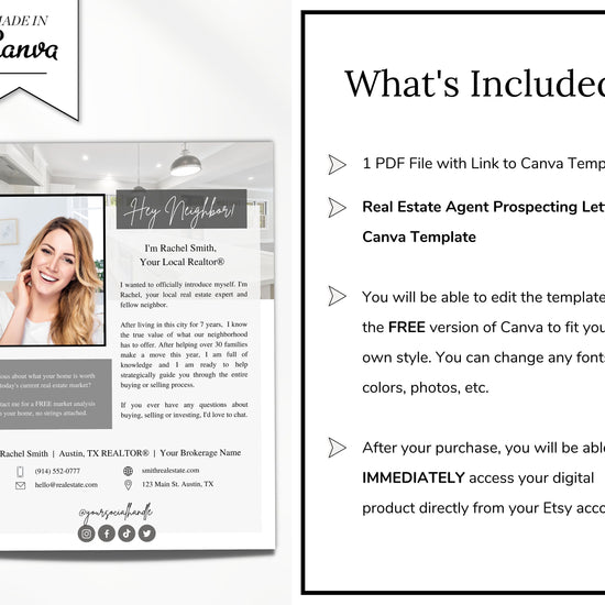 Real Estate Introduction Flyer | Real Estate Marketing | Canva Template | Real Estate Template | New Agent Flyer | Real Estate Postcard