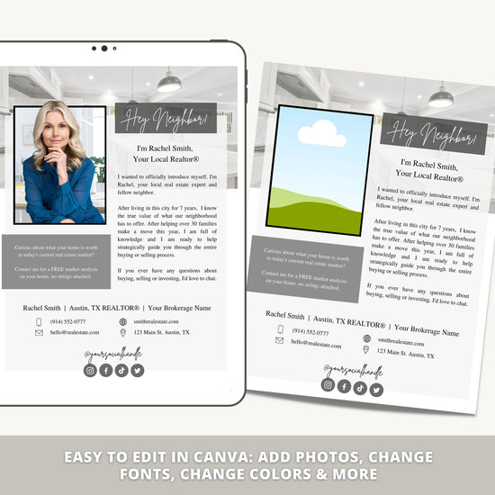 Real Estate Introduction Flyer | Real Estate Marketing | Canva Template | Real Estate Template | New Agent Flyer | Real Estate Postcard