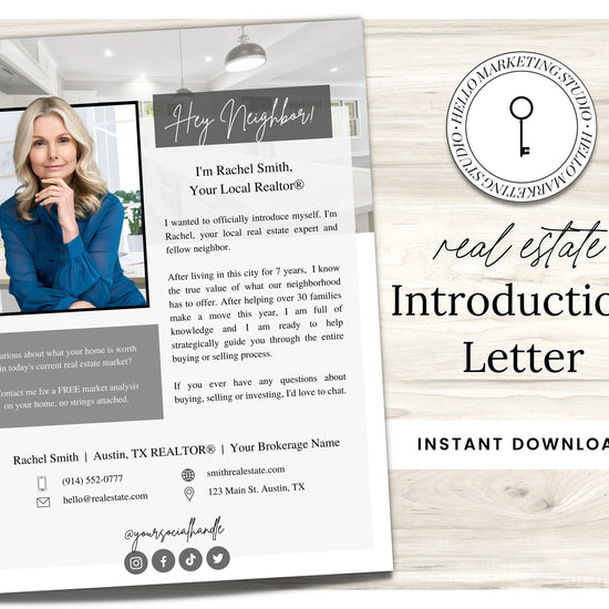 Real Estate Introduction Flyer | Real Estate Marketing | Canva Template | Real Estate Template | New Agent Flyer | Real Estate Postcard