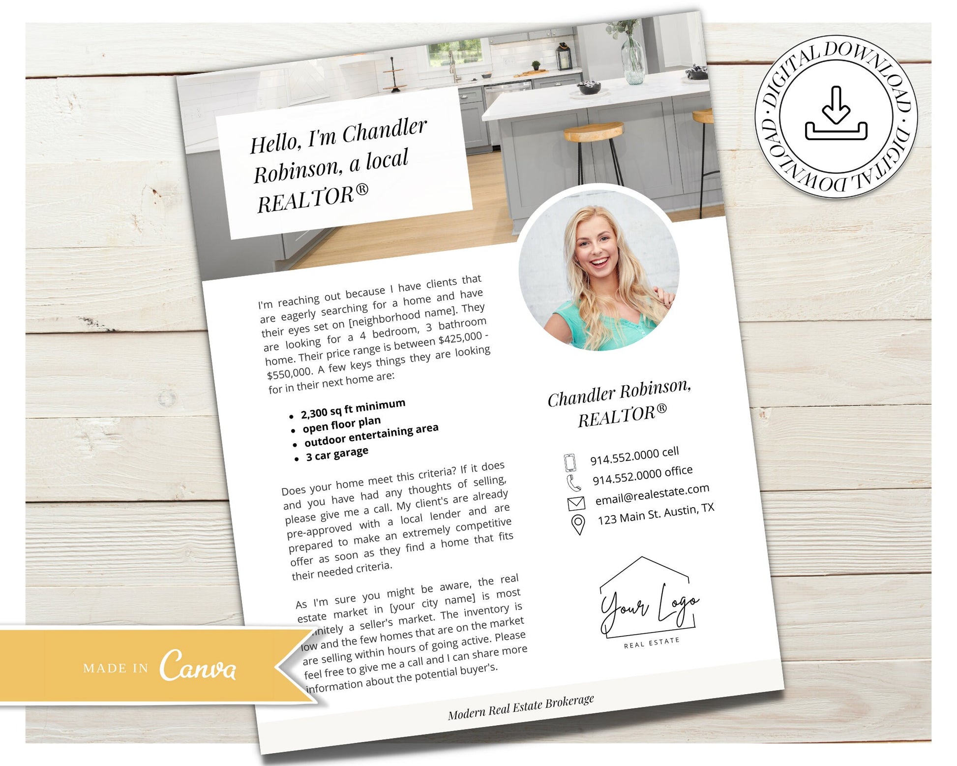 Real Estate Prospecting Letter | Neighborhood Farming Flyer | Editable Canva Template | Real Estate Postcard | Real Estate Marketing | Vol 3