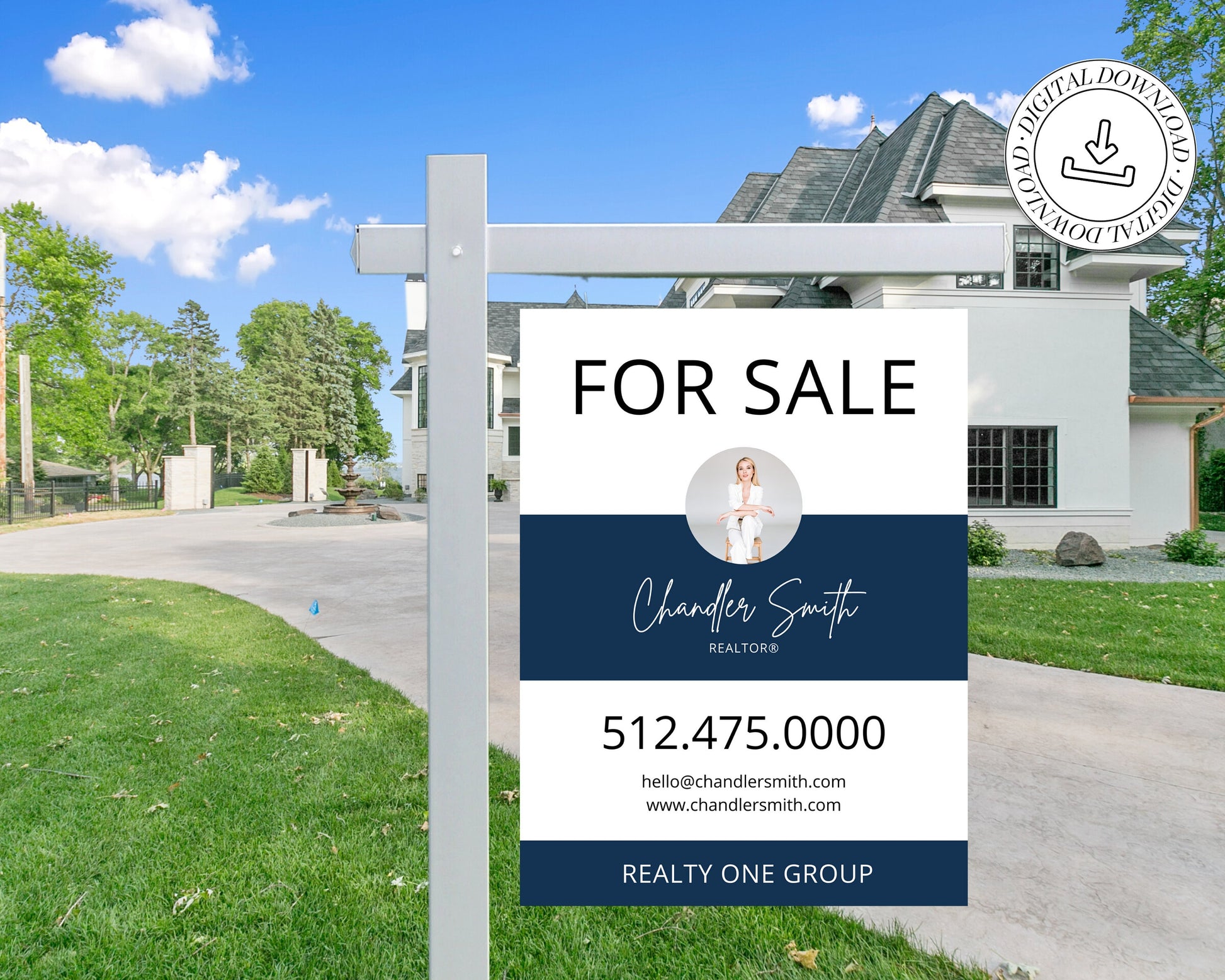 Real Estate Yard Sign Template | For Sale Yard Sign | Customizable For Sale Signage | Canva Template | Canva Template | Modern For Sale Sign