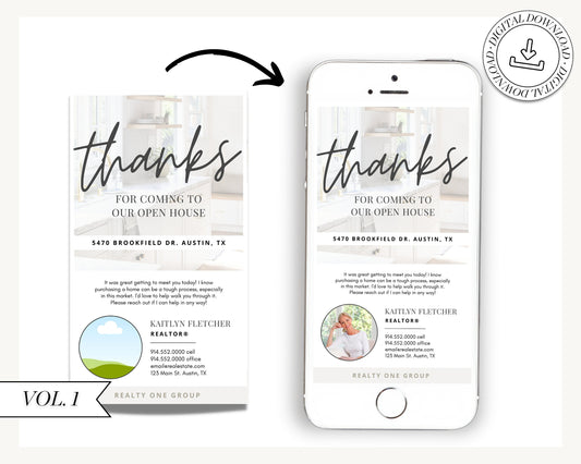 Digital Thank You Card | Real Estate Business Card | Open House Thank You Card | Real Estate Marketing | Entrepreneur | Invitation | Vol 2