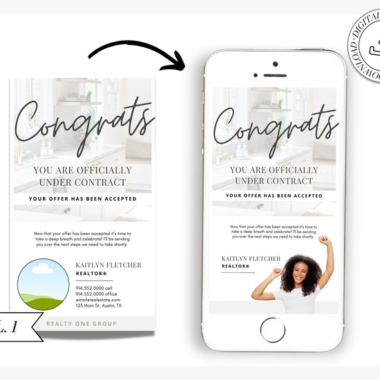 Digital Under Contract Congratulations Card | Real Estate Business Card | Real Estate Marketing | Entrepreneur | Open House | Home Buyer