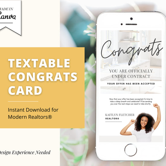 Digital Under Contract Congratulations Card | Real Estate Business Card | Real Estate Marketing | Entrepreneur | Open House | Home Buyer
