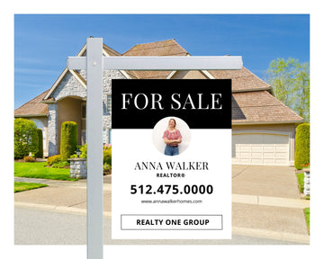 Black Real Estate Yard Sign Template | For Sale Yard Sign | Customizable For Sale Sign | Canva Template | Black Modern For Sale Listing Sign