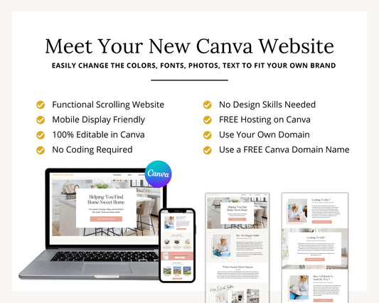 Real Estate Canva Website | Real Estate Agent Website | Canva Website Template | Business Website | Real Estate Marketing | Link In Bio